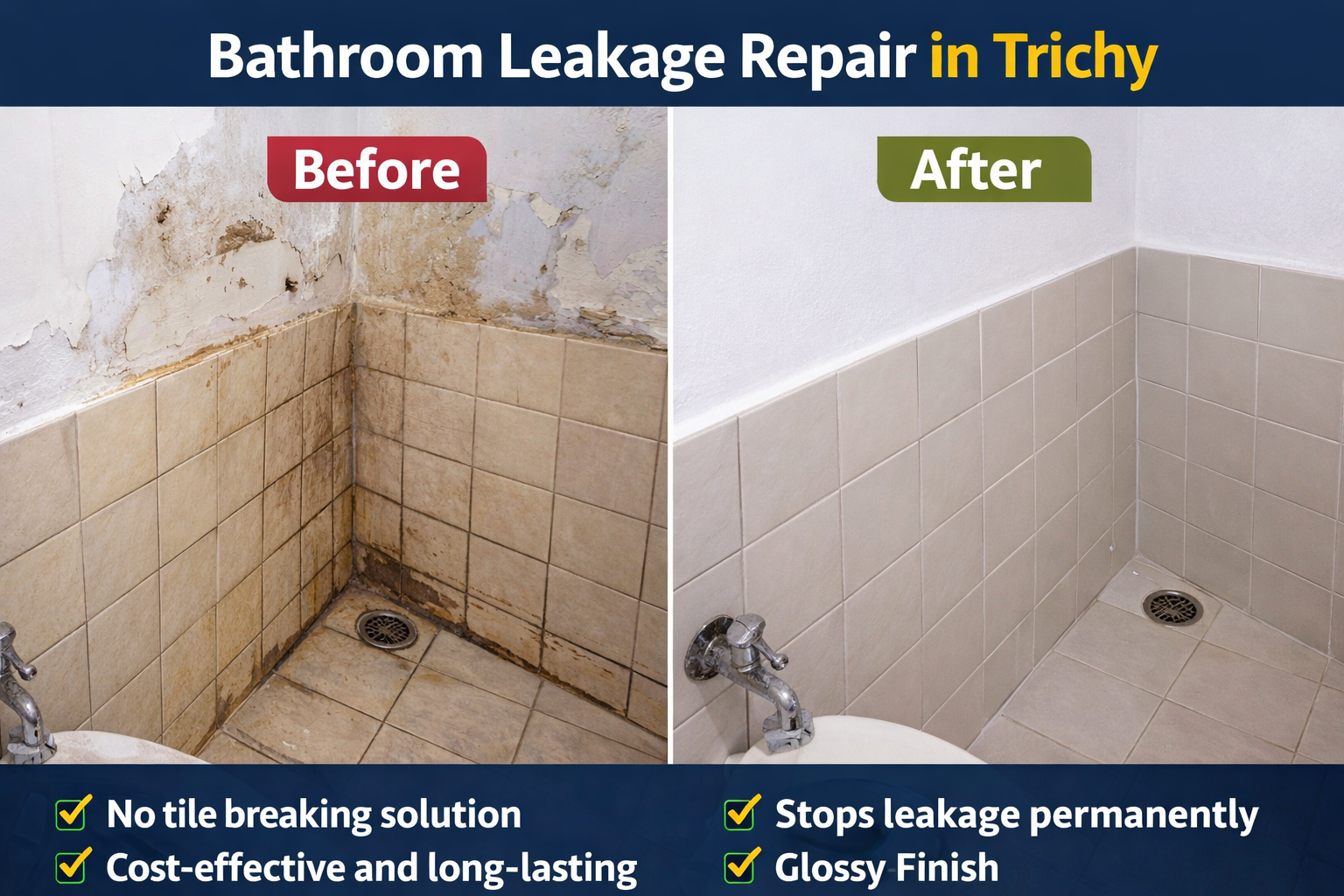 Bathroom leakage repair work in Trichy waterproofing service