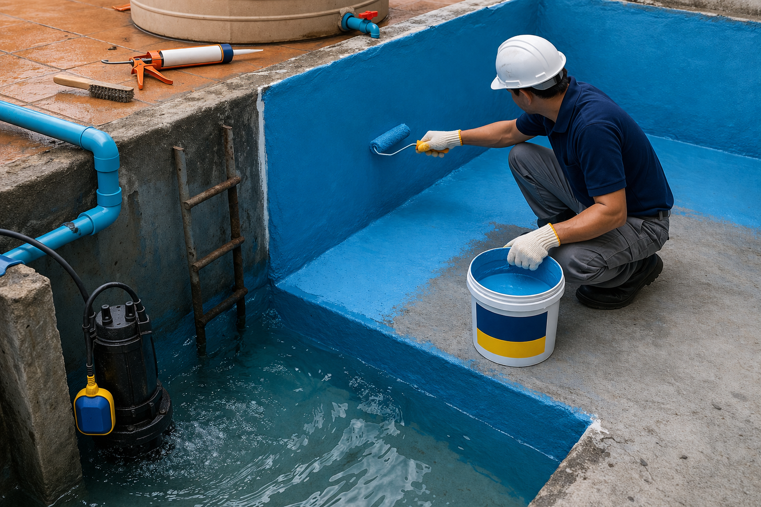 Water tank waterproofing work in Trichy sump coating